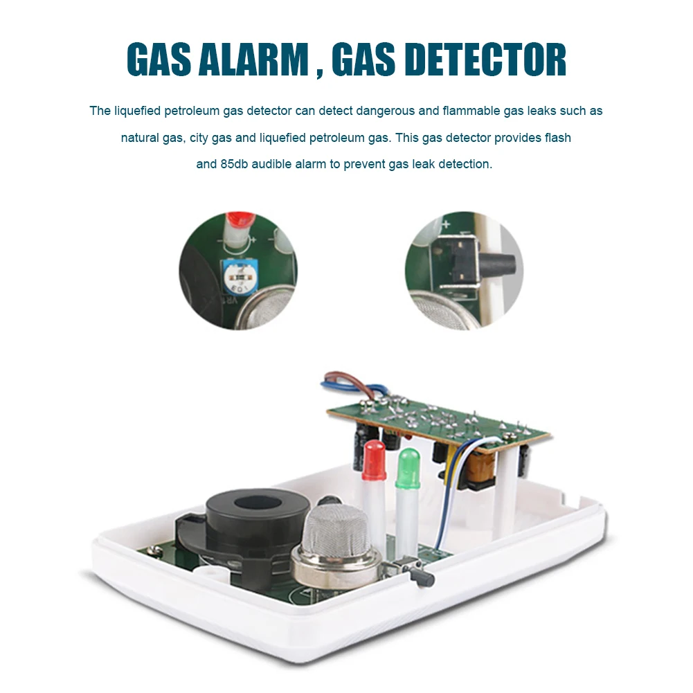 Détecteur de gaz naturel de cuisine, alarme de gaz, sonde de détection de fuite de gaz liquéfié, Combustible (boîte de couleur) pour hôtels familiaux