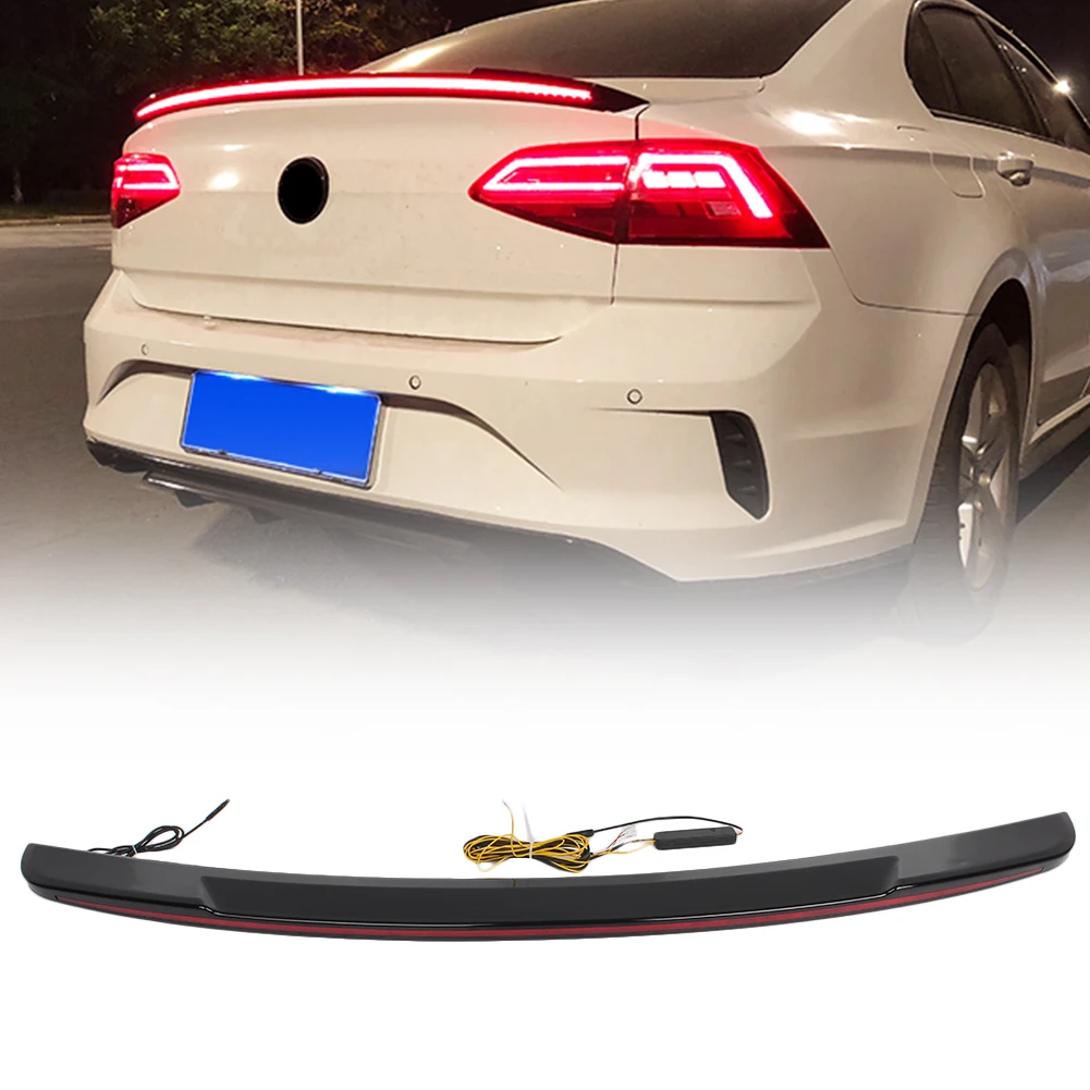 

Car Tail Trunk Roof Wing Spoiler Streamer Lip Splitter Trim For Mazda 3 Axela 2012 2013 2014 2015 2016 2017 2018 w/ Red LED Lamp