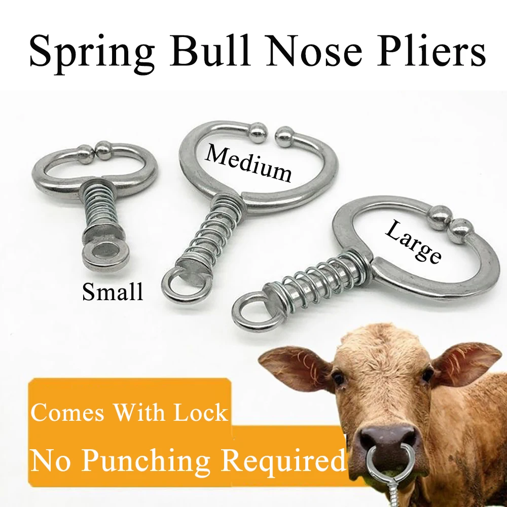 Cow Stainless Steel Ox Nose Ring Captive Cattle Equipment Pliers Clip Traction Free Punching Pasture Veterinary Farming Tools image 2