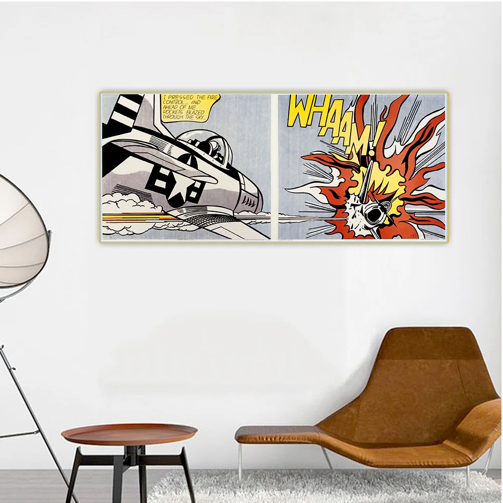 Roy Lichtenstein《Whaam,1963》Pop art Canvas Oil Painting Artwork Picture Wall Background Decor Home Living room Decoration