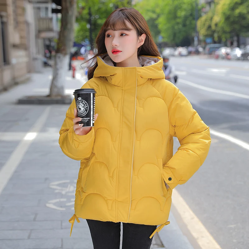 Winter Hooded Thick Woman's Jacket Solid Long Sleeve Ladies Zipper Coat Plus Size Cotton Padded Jacket with Pockets for Female