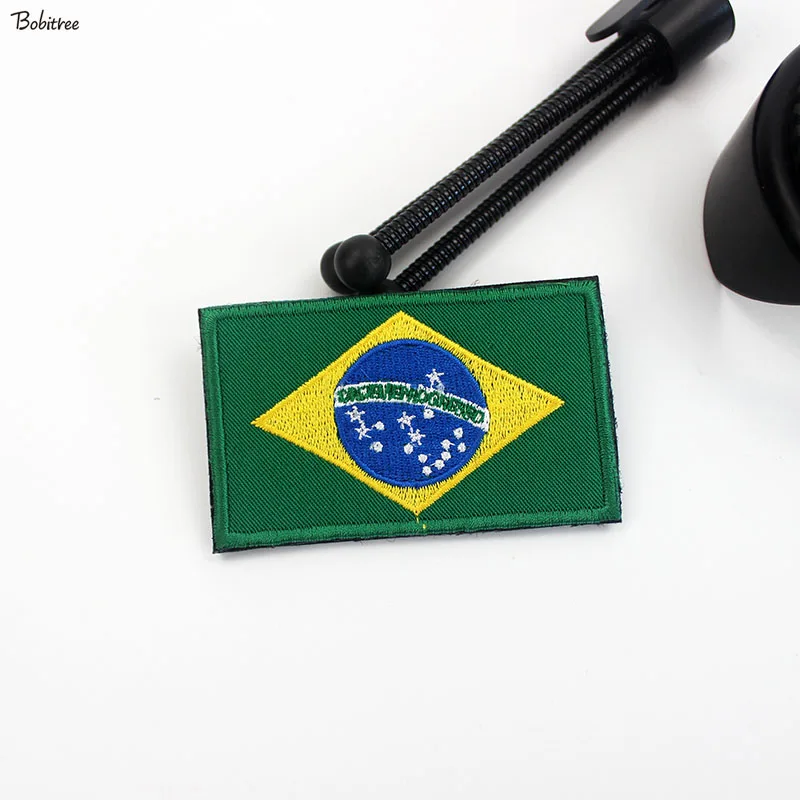 Brazil Country flag Patches with Hook Loop Brazilian Banner Badges Armband Stickers For Backpack Caps Uniform Decoration