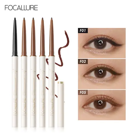 FOCALLURE 방수 아이 라이너 젤 펜슬 울트라 슬림 1.7mm 소프트 이지웨어 하이 안료 오래 지속되는 아이 메이크업