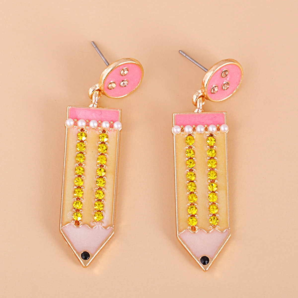 New Cartoon Design Pencil Drop Earring Acrylic Statement Earrings For Women 2022 Za Long Pendant Dangle Trend Ear Ring 2022