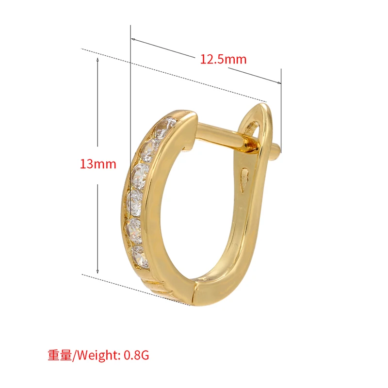 ZHUKOU NEW gold color Irregular D Shape hoop Earrings Simple CZ Crystal women Earrings Fashion Jewelry Wholesale VE430