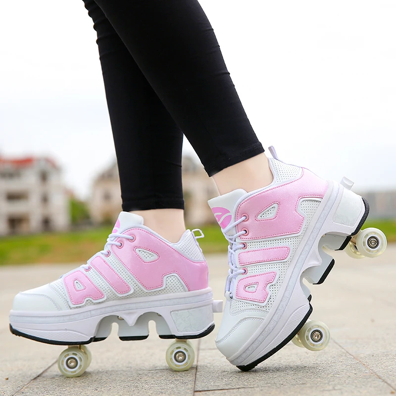 Boys wheelys shoes adult students children net celebrity four-wheeled sliding sports shoes with wheels girls deformed shoes