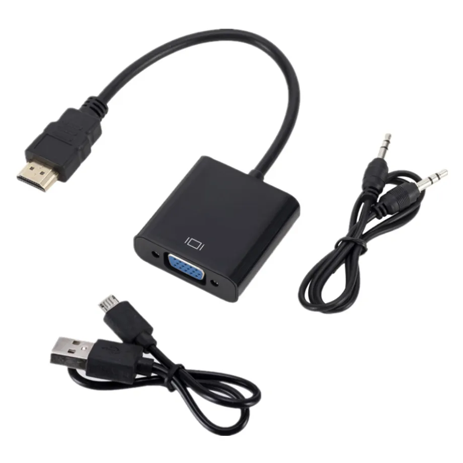 HD 1080P HDMI-compatible To VGA Cable Converter With Audio Power Supply Male To Female Converter Adapter for Tablet laptop PC TV