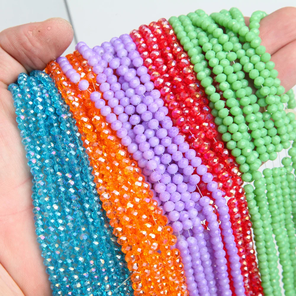 1 Strang 3*4mm Kristall Rondelle Glasperlen Facettierte Lose Spacer Glänzende AB Perlen Diy für Schmuck Machen Armband Zubehör – Detail 3