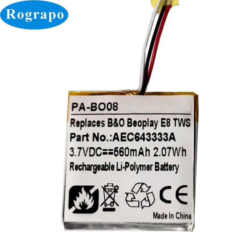 New 3.7V 560mAh AEC643333A Replacement Battery For Bang & Olufsen Beoplay E8 TWS Bateria Batterie Batteries 3-wire