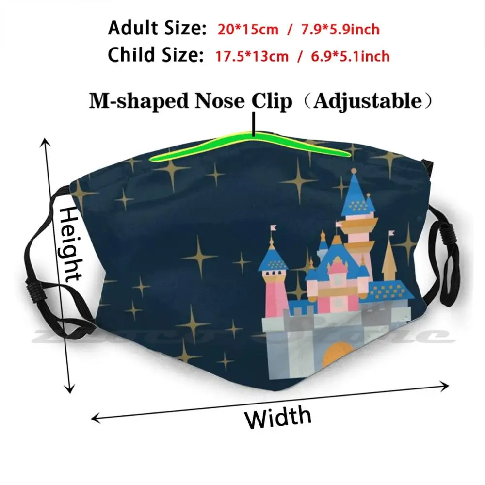 Magical Sleeping Castle Custom Pattern Washable Filter Pm2.5 Adult Kids Mask Sleeping Beauty Castle Wdw Parks