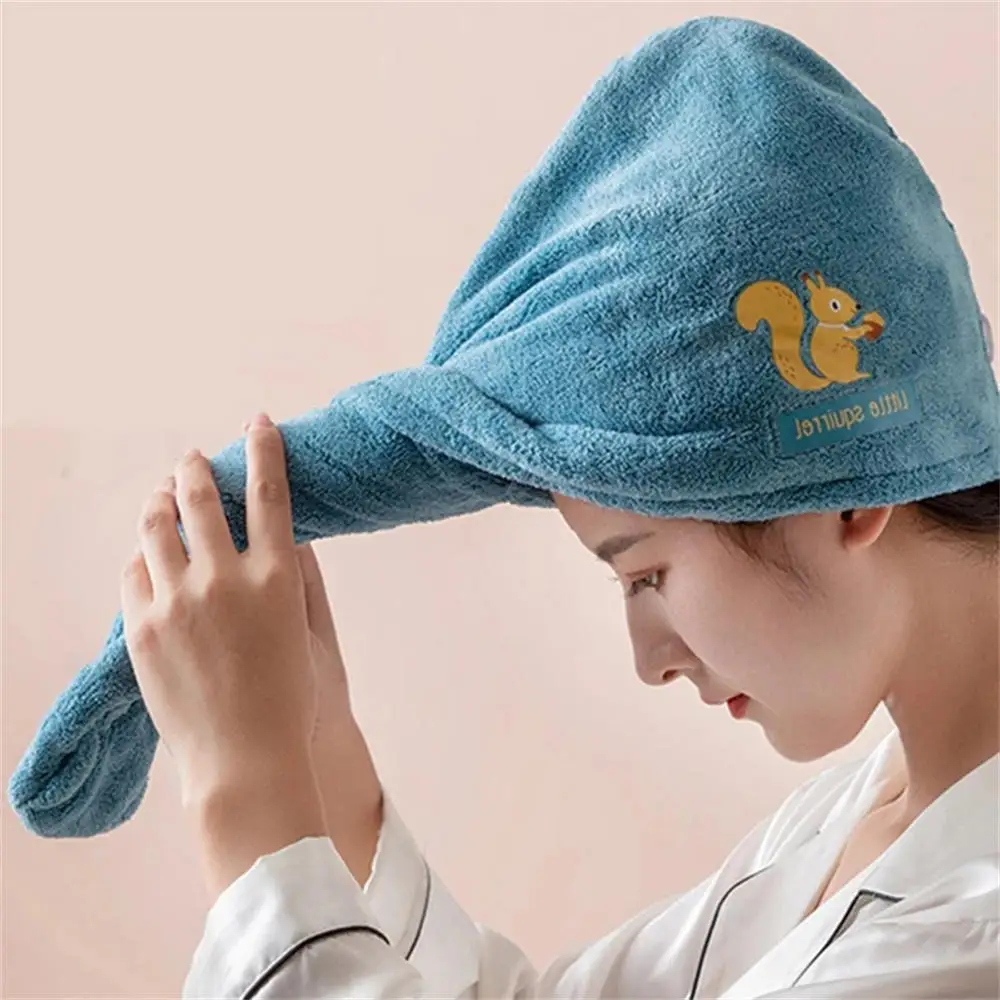 Women Girl\'s Hair Drying Hat Quick-dry Hair Towel Cap Hat Bath Hat Microfiber Solid Towel Cap Super Absorption Turban Hair Cap