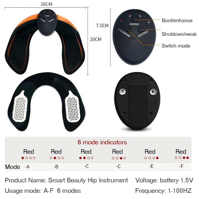 Unisex EMS Hip Trainer Abdominal Machine Wireless Electric Muscle Stimulator ABS Trainer Body Slimming Massage Home Fitness