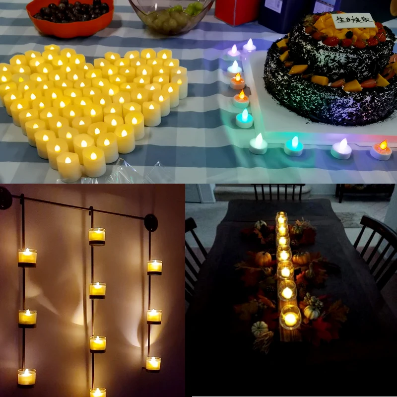 Led Candles With Flickering Flame Timer Remote Control For Halloween Home Decoration USB Rechargeable Tealights Electric Candles