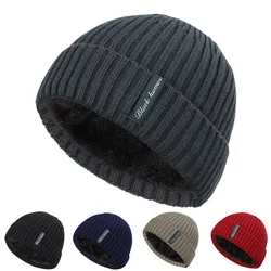 2024 New Fashion Winter Plus Velvet Thick Warm Knit Hat High Quality Women Men Solid Color Casual Beanies Soft Cap Bonnet Cotton