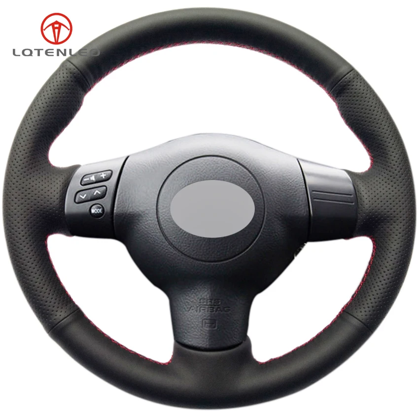 LQTENLEO Black Artificial Leather Car Steering Wheel Cover for Toyota Corolla 2004-2006 Caldina 2002-2007 RAV4 (US) 2004-2005