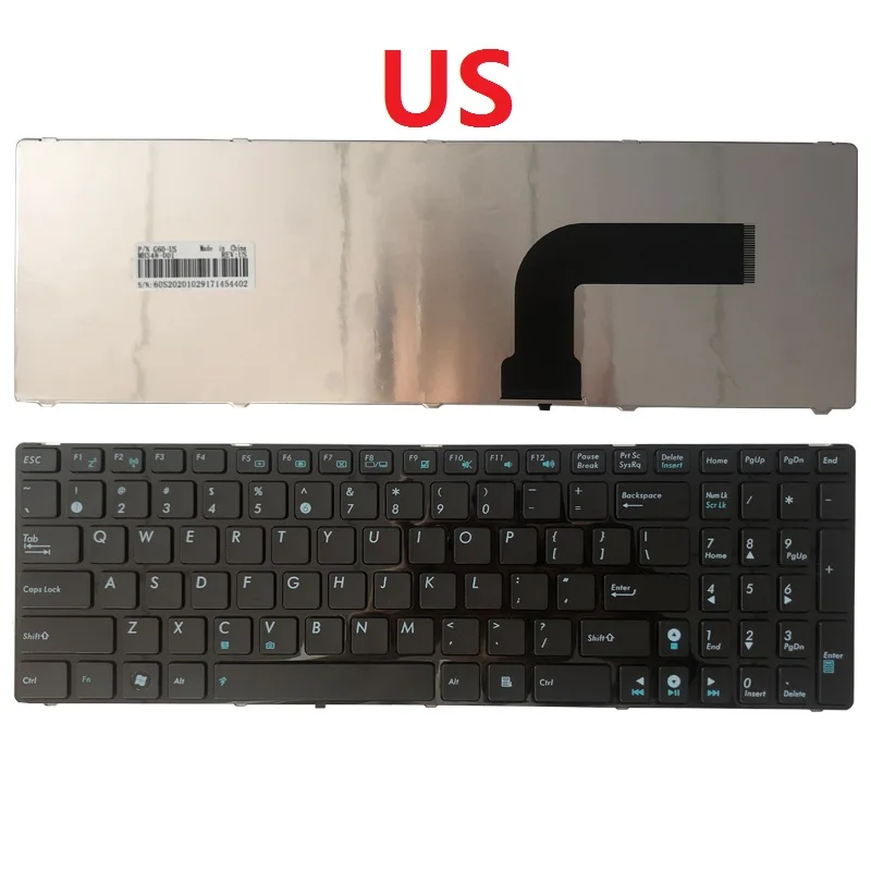 US/FR/ฝรั่งเศส/GR/แป้นพิมพ์สำหรับแล็ปท็อปสำหรับ ASUS K52JK K52JR K52F X55VD G73 G73JH N73 k55N 0KNB0-6212US00 MP-10A73US-9201W