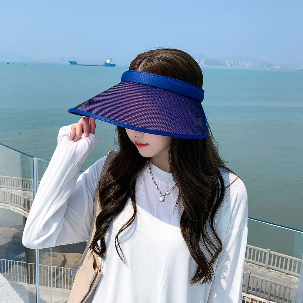 2021 WOMEN color-changing anti-ultraviolet summer sun hat all-match female summer sunscreen light cover face empty top hat