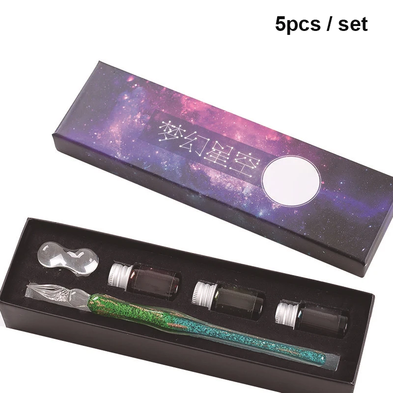 

Innovative Handmade Crystal Glass Dip Pen Calligraphy Fountain Gift Set Ink GK99