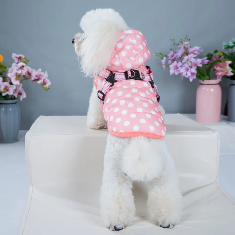 Waterproof Dog Coat Winter Pet Dog Clothes Dot Pattern Small Large Dog Jacket Chihuahua Yorkie Thicken Clothing With Harness #