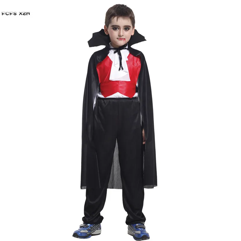 M-XL niños vampiro aterrador Cosplay niños Halloween disfraces de Drácula carnaval Purim desfile juego de escenario vestido de fiesta de disfraces