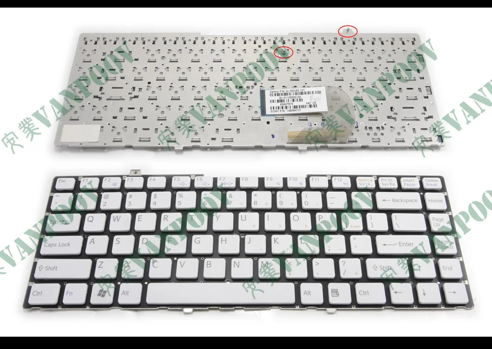 Nuevo teclado para portátil Sony Vaio VGN FW FW17 FW19 FW48 FW58 FW590 Series (sin marco) blanco EE. UU.- 148084721