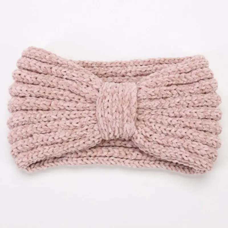 New Women\'s Autumn And Winter Chenille Hairband Soft Thick High-elastic Warm Knitted Headband Wool Bowknot Headgear Accessories