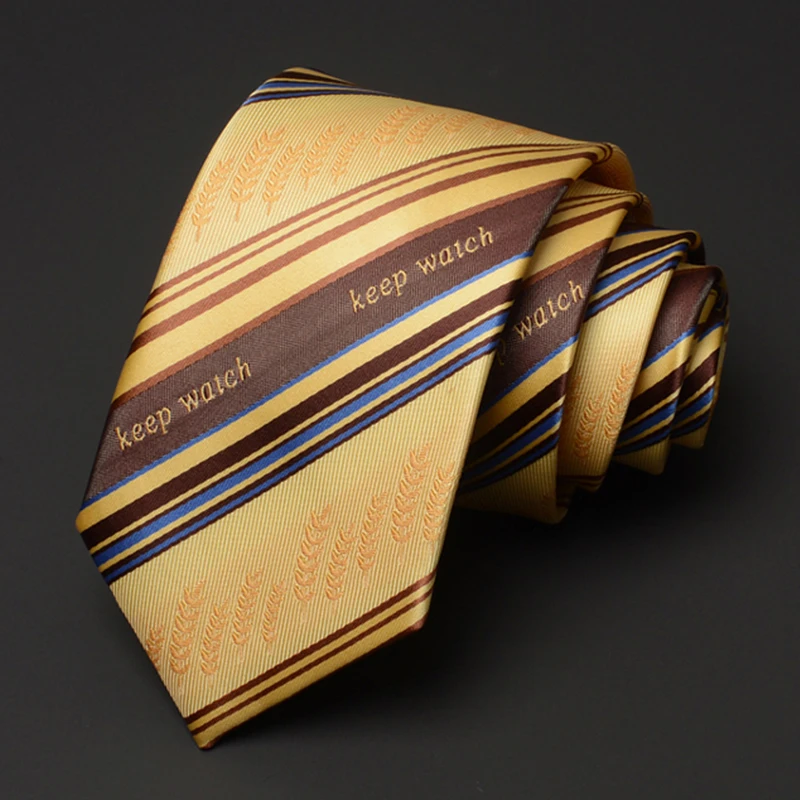 Fashion Luxury Tie For Women & Men High Quality Business Work Ties Student 7CM Gold Striped Necktie Male Casual Formal Nack Tie