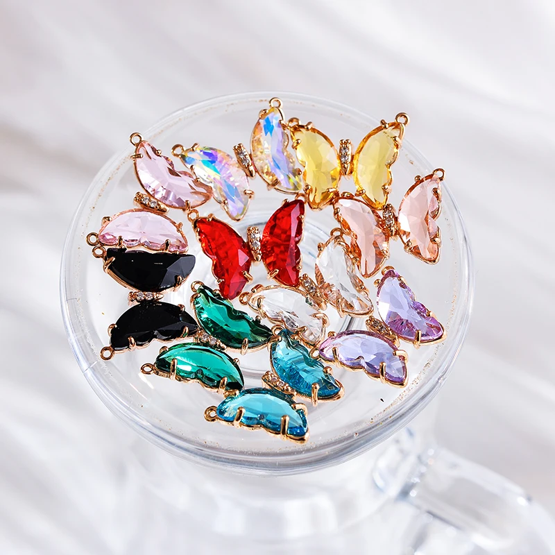 Peixin 4Pcs/Set Colorful Shiny Crystal Butterfly Pendant for Women's Necklace DIY Jewelry Making Supplies 10 Colors Wholesale