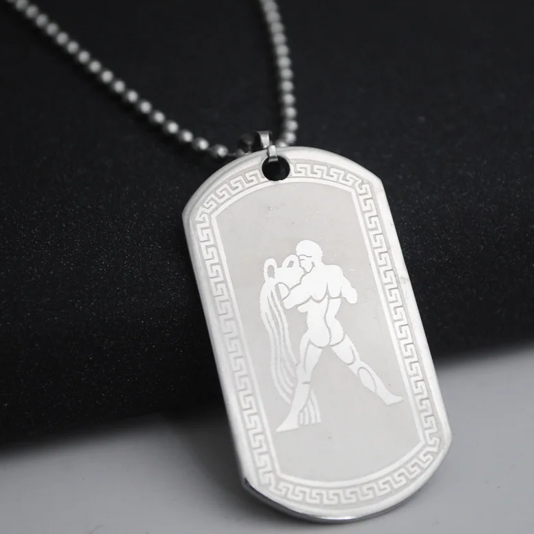 Dog Tag Titanium Steel Pendant Capricorn Taurus Aquarius Cancer Libra Leo Gemini Scorpio Virgo Pisces Sagittarius Aries Pingente