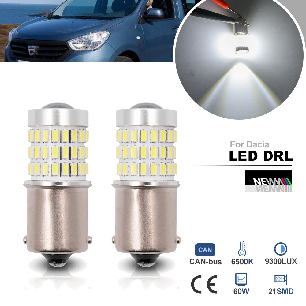 

BA15S 1156 P21W LED Daytime Running Light Bulbs for Dacia Lodgy Dokker 2012-up No Hyper Flash Canbus DRLs Car Headlamp City Lamp