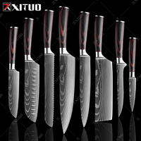 XITUO Kitchen Knives Set 8 inch Chef Knife Japanese High Carbon Stainless Steel Damascus Laser Pattern Slicing Santoku knife