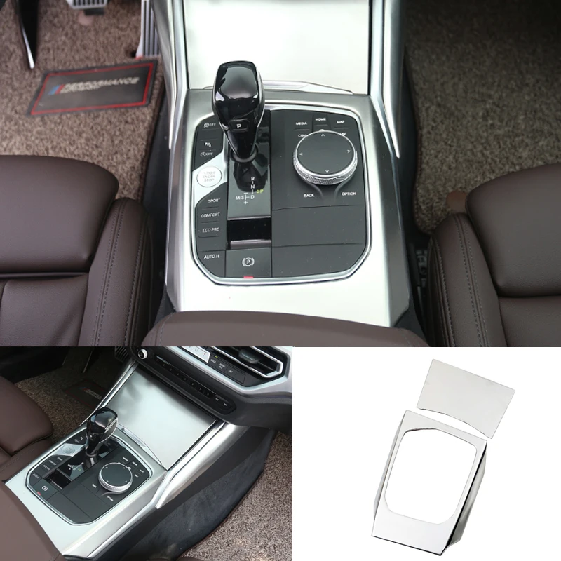 For BMW G20 G28 325 3 Series 2019 2020 ABS Carbon Fiber Chrome Car Center Console Gear Shift Decoration Panel Cover Trim