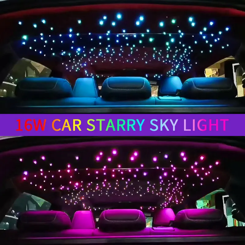 16W Car Starry Sky Ceiling Light Fiber Optics Light Colorful  Star Roof  APP Control Music Sensing  Car Modification Home Decor