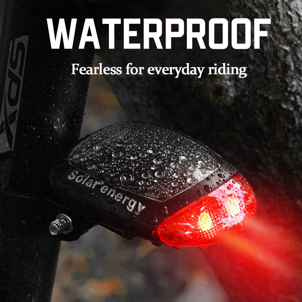 2 LED Solar Energy Bicycle Taillights Outdoor Waterproof Safety Warning MTB Bike Rear Lights Lamp Bicycle Accessories Flashlight