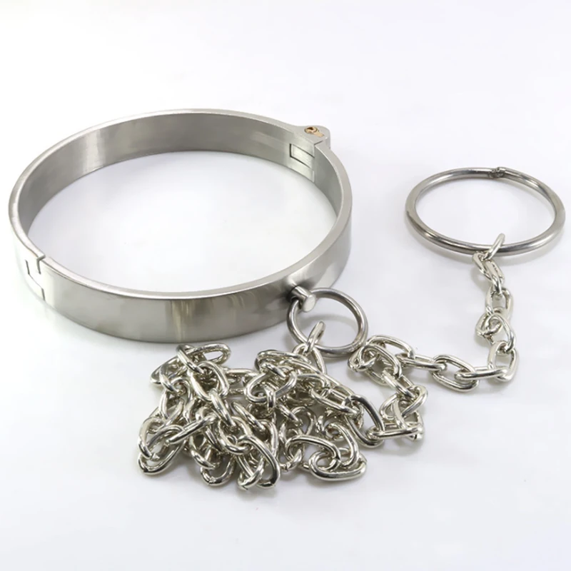 Heavy Thick Stainless Steel Collar Male Female Metal Neck Sleeve Lock Slave Dog BDSM Restraint Adult Sex Toys Men Women