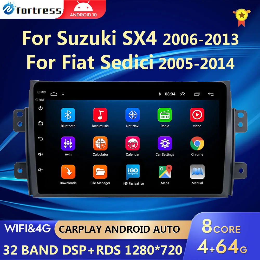 Android Auto Radio For Suzuki SX4 2006-2013 For Fiat Sedici 2005-2014 Carplay 4G Car Multimedia GPS 2din autoradio