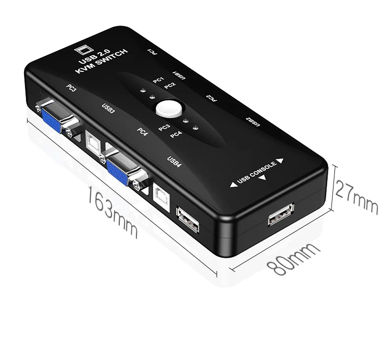 Квм-переключатель 4 в 1, ручное устройство VGA, USB с клавиатурой и мышью, четыре и один выход, Цифровая компьютерная сеть