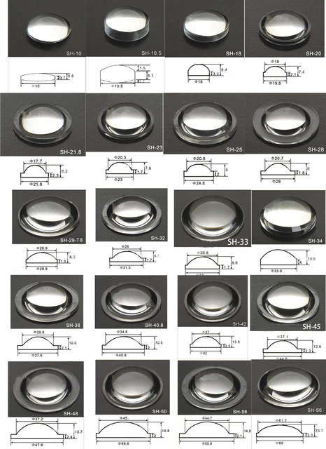 10 18 20 21.8 23 25 28 29 32 34 38 42 45~66mm PMMA Plano wypukła soczewka akrylowa do latarki LED z zoomem Reflektor rowerowy