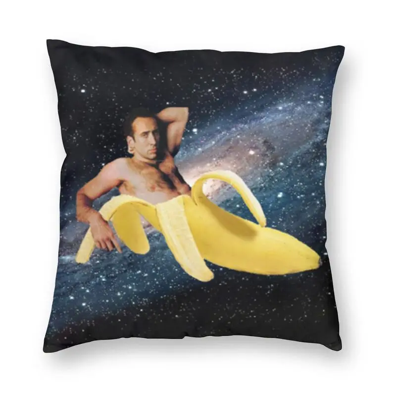 Nicolas Cage In A Banana Pillow Decorative Space Modern Cushion Cover Velvet Pillowcase