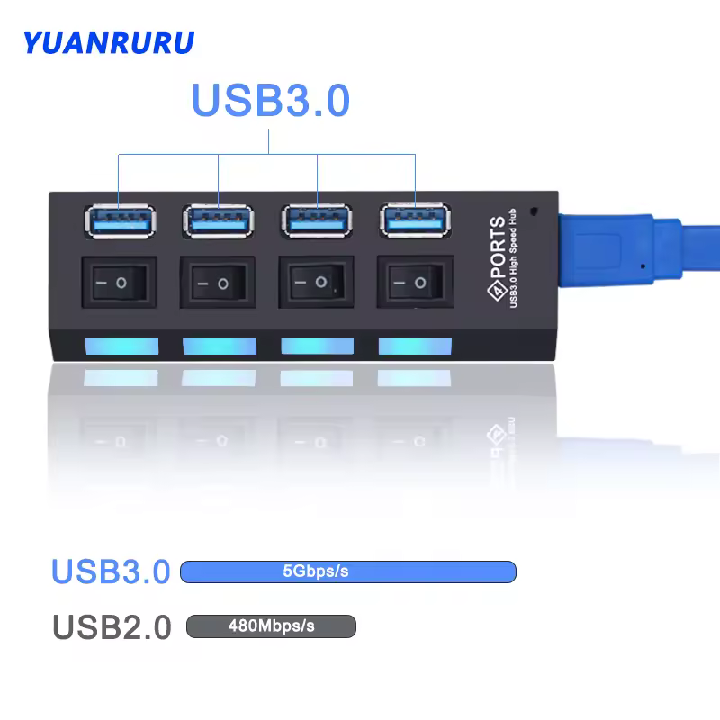 USB Hub 3.0 Hub USB 3 USB 2.0 Multi USB Splitter Power Adapter 4/7 Port Multiple Expander 2.0 with Switch for PC Accessories - Image 2