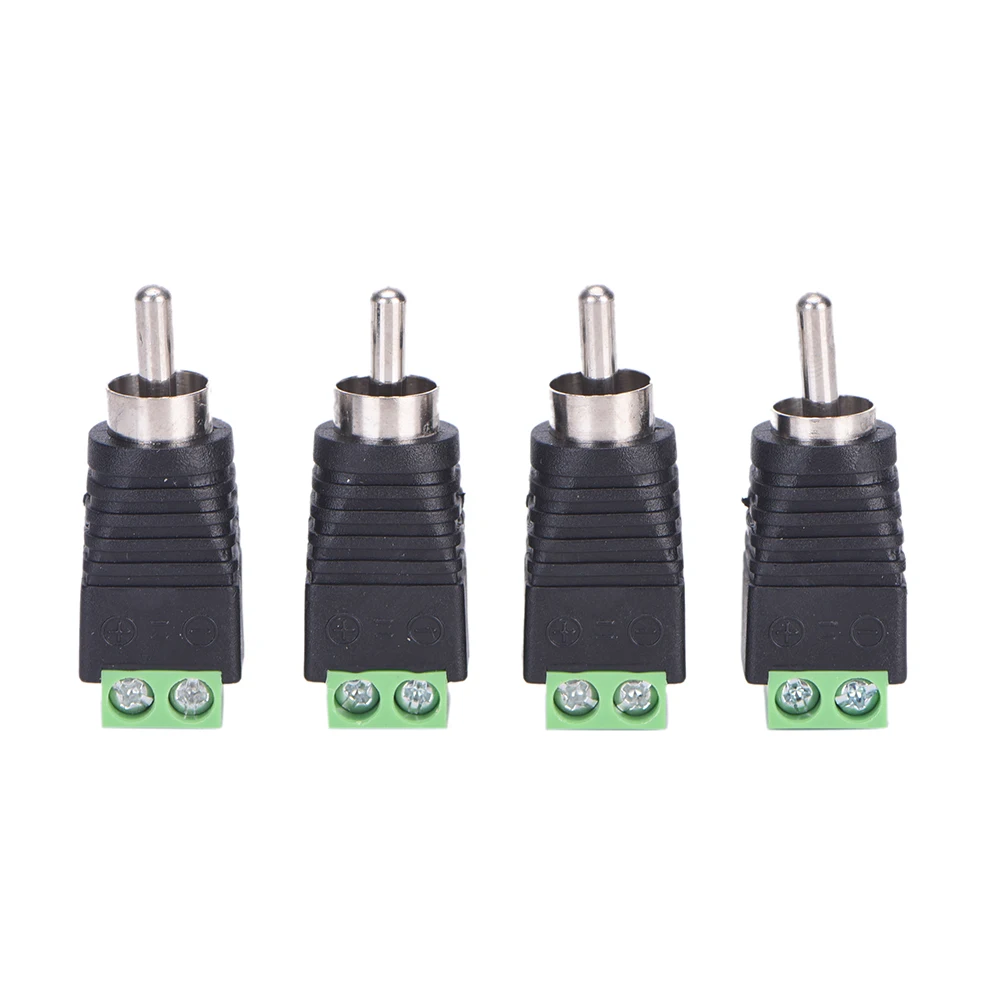 4pcs/lot  CCTV Phono RCA Male Plug TO AV Terminal Connector Video AV Speaker Wire Cable To Audio Male RCA Connector Adapter