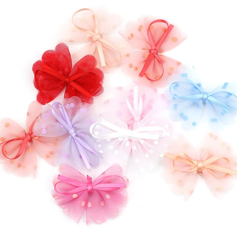 16Pcs 5.5cm Appliques fatte a mano del fiore di Bowknot per i mestieri accessori dell\'ornamento della decorazione della forcella del copricapo di