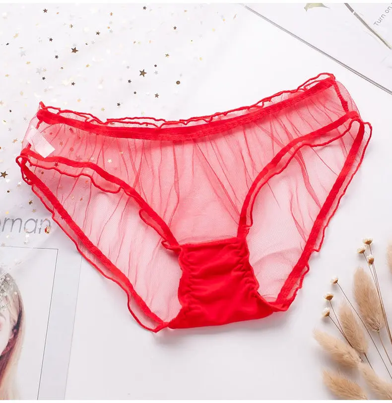 Women Sexy Lace Lingerie Temptation Low-Waist Panties Female Thin Transparent Briefs Thongs Sweet Girls Seamless Underpants