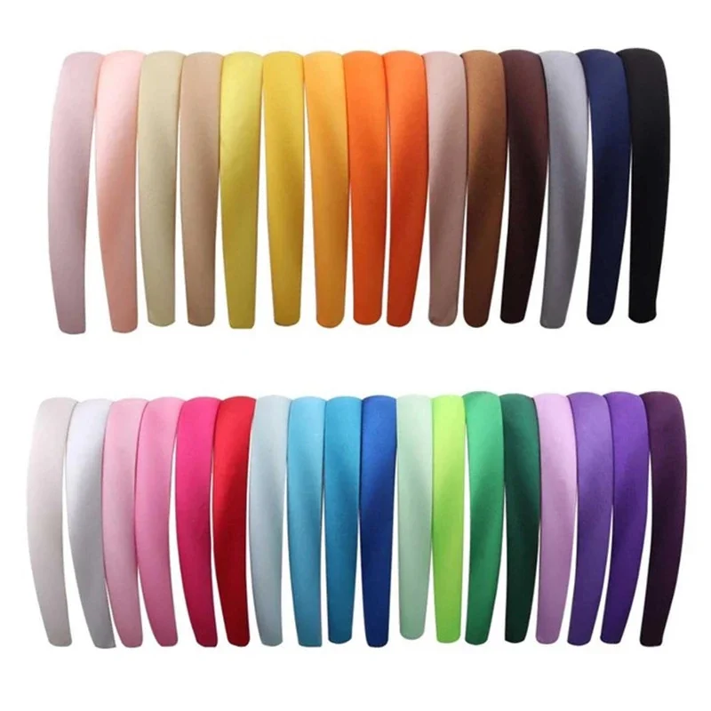 Candygirl 15/20mm Candy Satin Covered Resin Hairbands for Women Girls Kids Elastic Solid Satin Hair Bands DIY Headband Hair Hoop