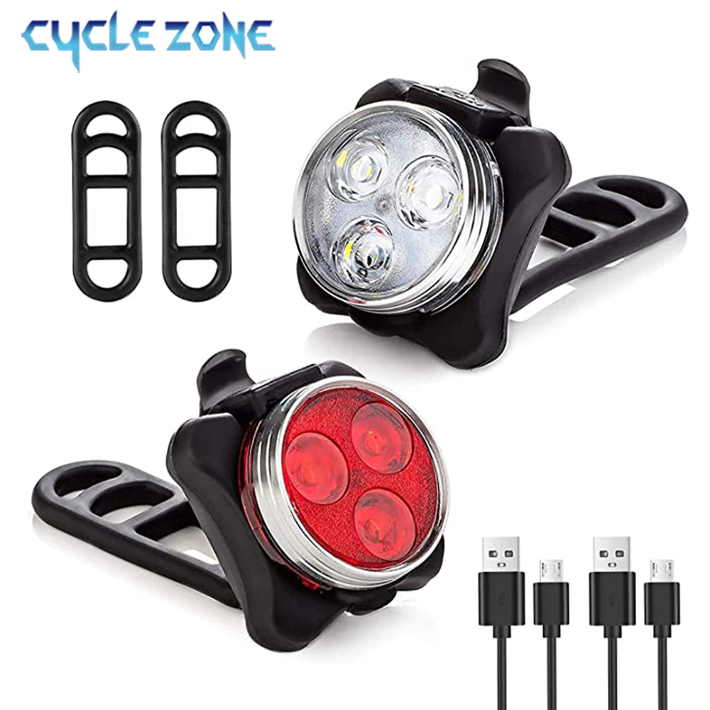 Faro delantero para Bicicleta, Luz Led con Clip trasero recargable por Usb, 3 luces