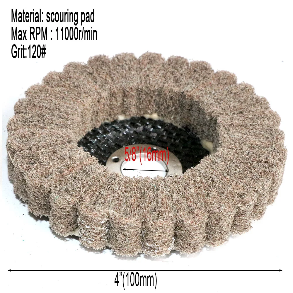 4"/4,5"/125" Nylonfaserklappe Polierscheibe Körnung 180 für Winkelschleifer zum Polieren von Holz und Metall – Detail 1