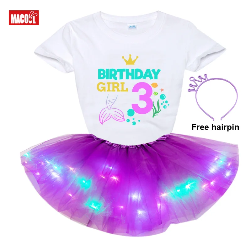 Girl Birthday Tutu Dress Sets Party Gift  5st Personalized Custom Name Number Summer Clothes Children Suit Kids Outfit Clothing