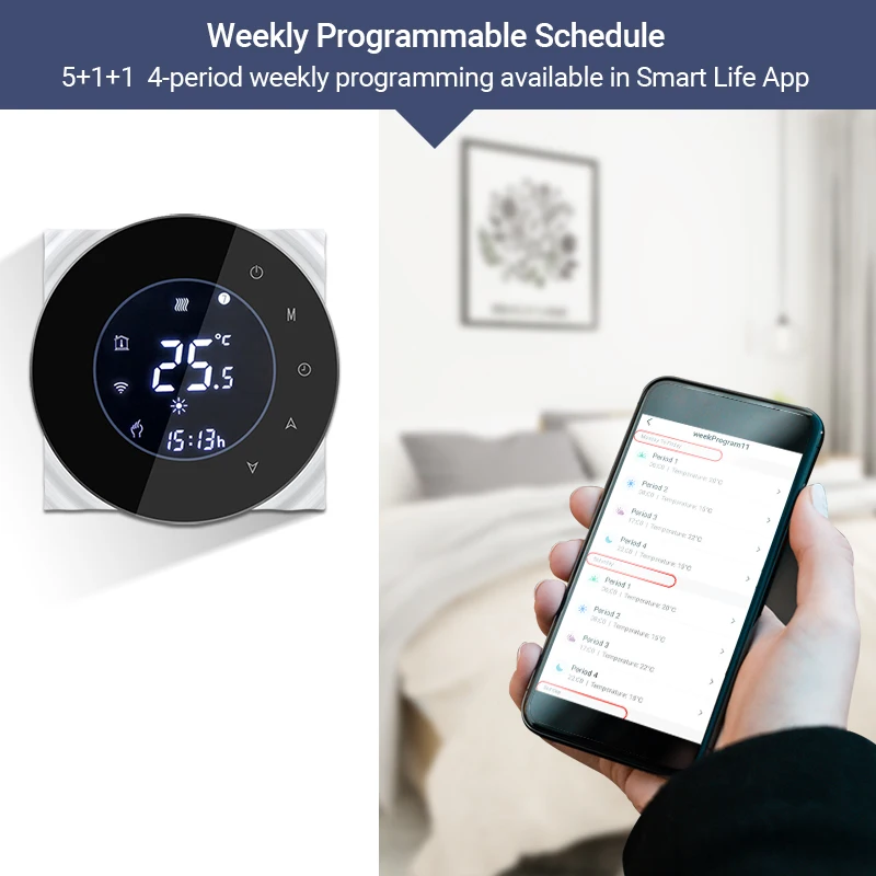 Termostato inteligente ZigBee, controlador de temperatura, Hub requerido, agua/calefacción eléctrica de suelo, caldera de Gas con Alexa y Google Home