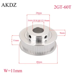 60 teeth GT2 Timing Pulley Bore 5mm 6.35mm 8mm 10mm 12mm 14mm for belt width 9/10mm used in linear 2GT pulley 60Teeth 60T