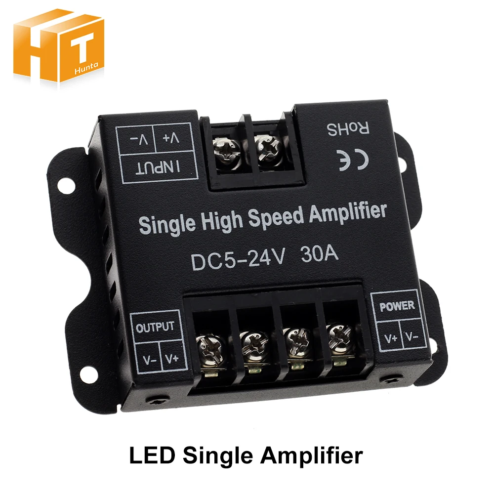 30A LED Strip Amplifier DC5-24V Single High Speed Amplifier for Single Colour LED Strip Power Repeater Console Controller.